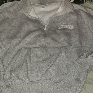 XS PINK Victoria's Secret Gray Half Zip Sweatshirt